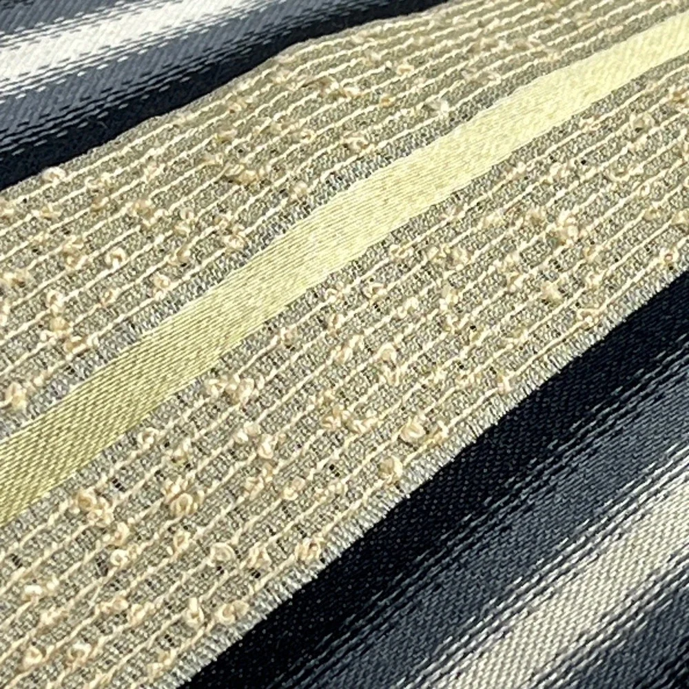 Pavone Tie Men One Size Black Grey Tan Striped Textured Handmade in Italy